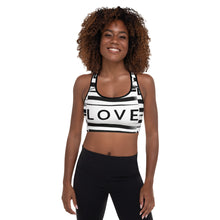 Load image into Gallery viewer, LOVE / SINGLE Padded Sports Bra