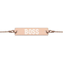Load image into Gallery viewer, BOSS Engraved Silver Bar Chain Bracelet