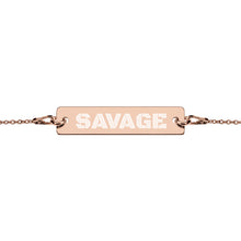 Load image into Gallery viewer, SAVAGE Engraved Silver Bar Chain Bracelet