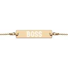 Load image into Gallery viewer, BOSS Engraved Silver Bar Chain Bracelet