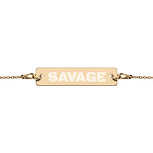 Load image into Gallery viewer, SAVAGE Engraved Silver Bar Chain Bracelet