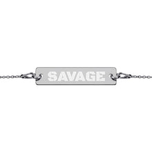 Load image into Gallery viewer, SAVAGE Engraved Silver Bar Chain Bracelet