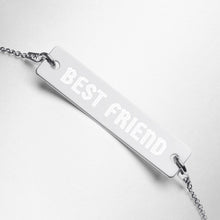 Load image into Gallery viewer, BEST FRIEND Engraved Silver Bar Chain Bracelet