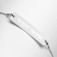 Load image into Gallery viewer, BEST MOM Engraved Silver Bar Chain Bracelet