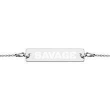 Load image into Gallery viewer, SAVAGE Engraved Silver Bar Chain Bracelet