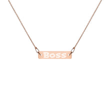 Load image into Gallery viewer, BOSS Engraved Silver Bar Chain Necklace