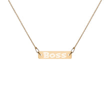 Load image into Gallery viewer, BOSS Engraved Silver Bar Chain Necklace