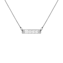 Load image into Gallery viewer, BOSS Engraved Silver Bar Chain Necklace