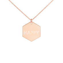 Load image into Gallery viewer, HAPPY Engraved Silver Hexagon Necklace