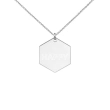 Load image into Gallery viewer, HAPPY Engraved Silver Hexagon Necklace