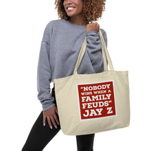 Load image into Gallery viewer, NOBODY WINS RED Large organic tote bag