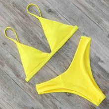 Load image into Gallery viewer, Mini Bikini Set Micro Swimsuit Women Push Up Bikini 2021 Sexy Swimwear Halter Bandage Bathing Suit Solid Mayo Brazilian Biquini