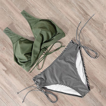 Load image into Gallery viewer, RUUHEE Swimsuit Woman High Waist Bikini 2021 Women Leopard Solid Bathing Suit Swimsuit Female with Pad Push Up Swimwear Women