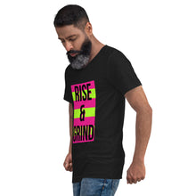 Load image into Gallery viewer, RISE & GRIND Unisex Short Sleeve V-Neck T-Shirt