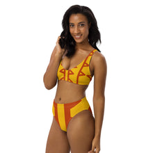 Load image into Gallery viewer, TRIBAL RED SQUAD Recycled high-waisted bikini
