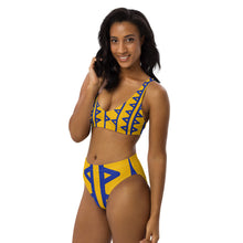 Load image into Gallery viewer, TRIBAL BLUE SQUAD Recycled high-waisted bikini
