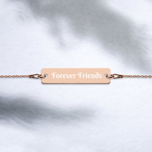 FOREVER FRIENDS Engraved Silver Bar Chain Bracelet