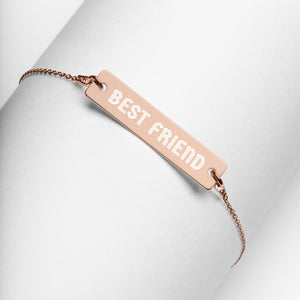 BEST FRIEND Engraved Silver Bar Chain Bracelet