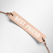 Load image into Gallery viewer, BEST FRIEND Engraved Silver Bar Chain Bracelet
