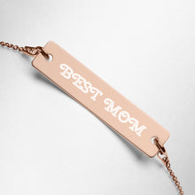 Load image into Gallery viewer, BEST MOM Engraved Silver Bar Chain Bracelet
