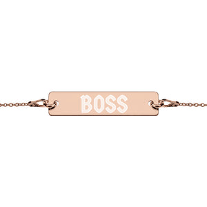 BOSS Engraved Silver Bar Chain Bracelet