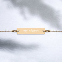 Load image into Gallery viewer, MY HEART Engraved Silver Bar Chain Bracelet
