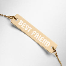 Load image into Gallery viewer, BEST FRIEND Engraved Silver Bar Chain Bracelet
