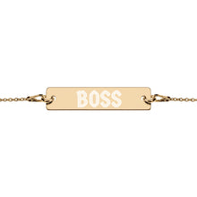 Load image into Gallery viewer, BOSS Engraved Silver Bar Chain Bracelet
