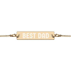 BEST DAD Engraved Silver Bar Chain Bracelet