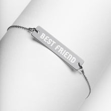 Load image into Gallery viewer, BEST FRIEND Engraved Silver Bar Chain Bracelet
