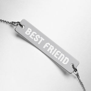 BEST FRIEND Engraved Silver Bar Chain Bracelet