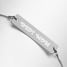 Load image into Gallery viewer, BEST MOM Engraved Silver Bar Chain Bracelet
