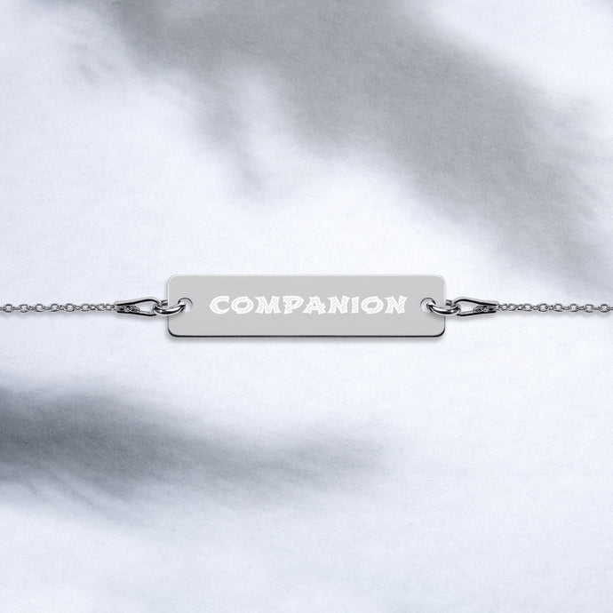 COMPANION Engraved Silver Bar Chain Bracelet