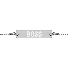 Load image into Gallery viewer, BOSS Engraved Silver Bar Chain Bracelet
