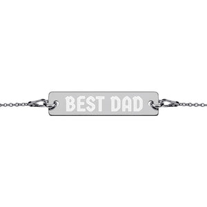 BEST DAD Engraved Silver Bar Chain Bracelet