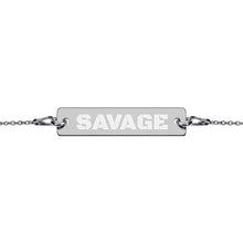 Load image into Gallery viewer, SAVAGE Engraved Silver Bar Chain Bracelet
