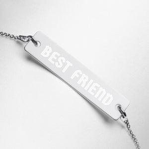 BEST FRIEND Engraved Silver Bar Chain Bracelet