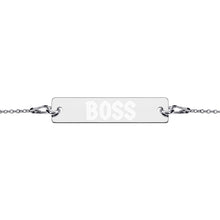 Load image into Gallery viewer, BOSS Engraved Silver Bar Chain Bracelet
