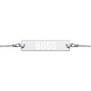 BOSS Engraved Silver Bar Chain Bracelet