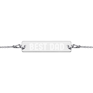 BEST DAD Engraved Silver Bar Chain Bracelet