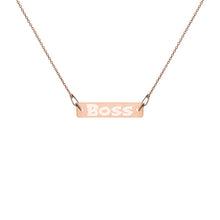 Load image into Gallery viewer, BOSS Engraved Silver Bar Chain Necklace
