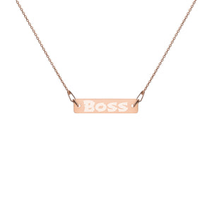 BOSS Engraved Silver Bar Chain Necklace