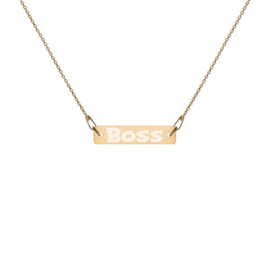 BOSS Engraved Silver Bar Chain Necklace