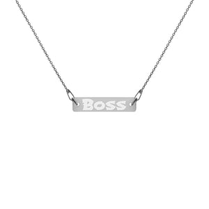 BOSS Engraved Silver Bar Chain Necklace