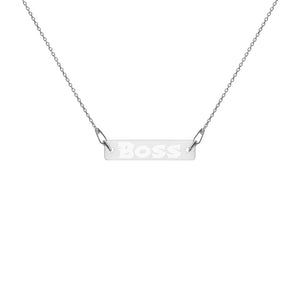 BOSS Engraved Silver Bar Chain Necklace