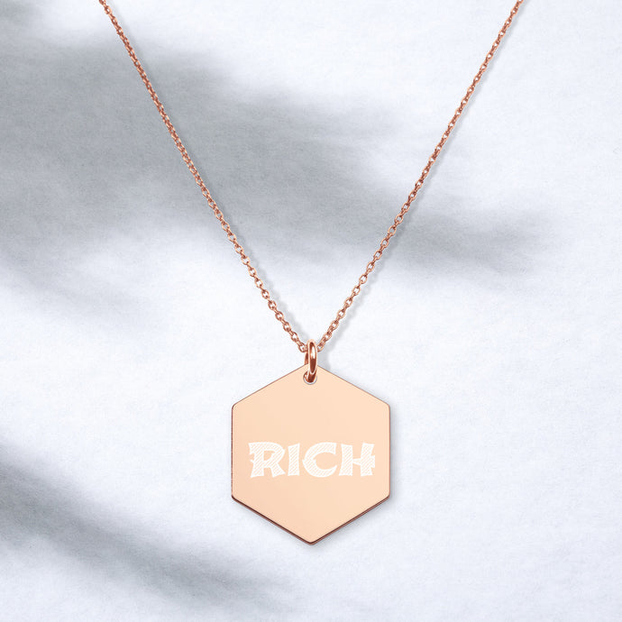 RICH Engraved Silver Hexagon Necklace