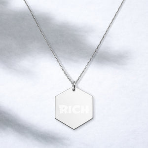 RICH Engraved Silver Hexagon Necklace