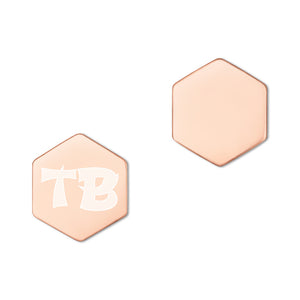 TB Sterling Silver Hexagon Stud Earrings