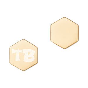 TB Sterling Silver Hexagon Stud Earrings