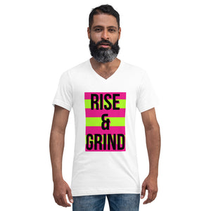 RISE & GRIND Unisex Short Sleeve V-Neck T-Shirt